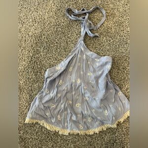 Lovers + friends fringe floral halter tank